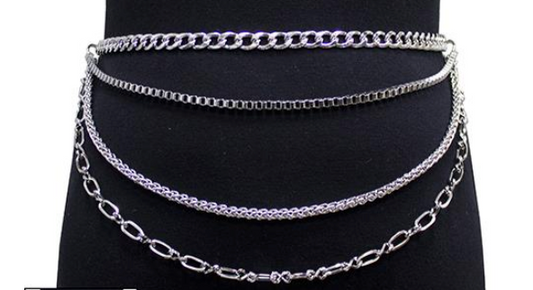 4 Layer Chain Silver Belt