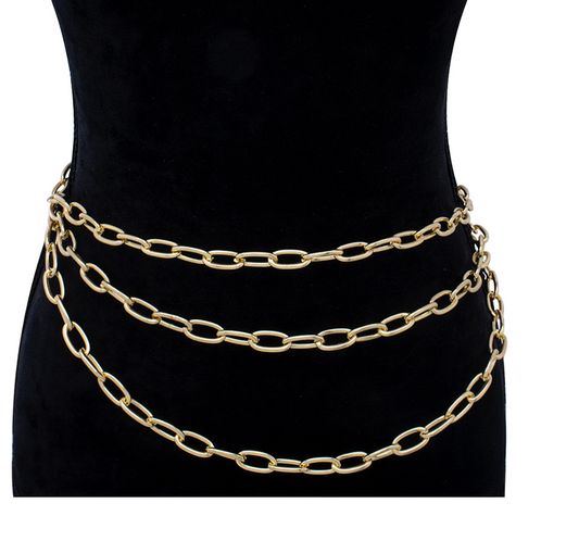 Chain Link 3 Layer Hook Belt Gold