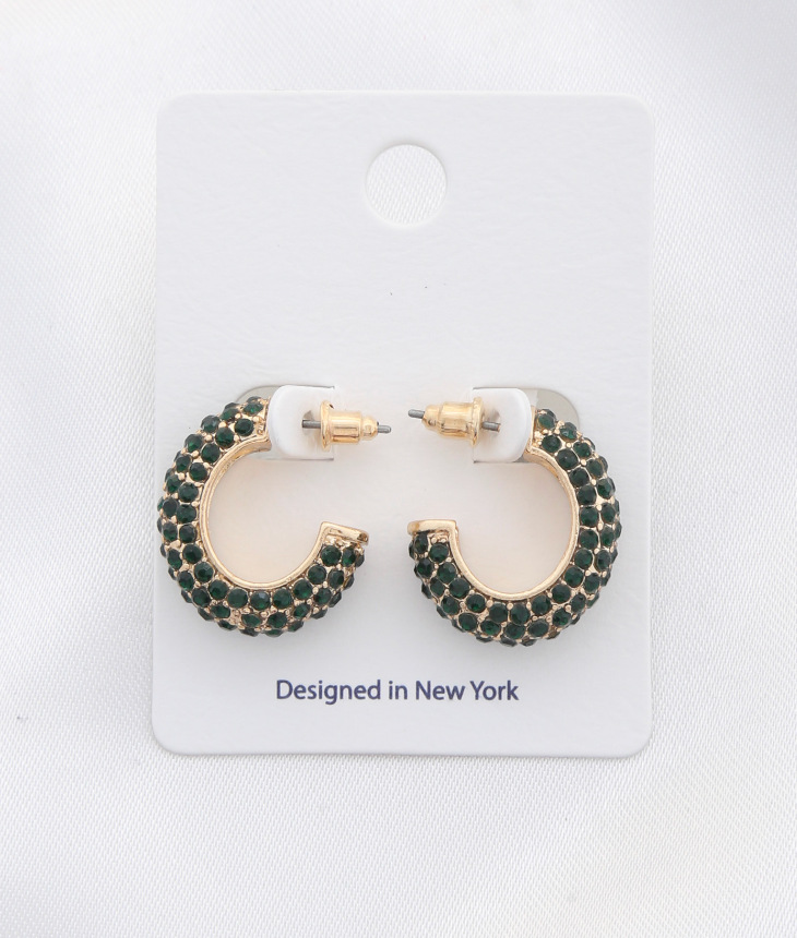 Rhinestone Oval Green Earring’s