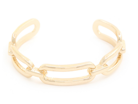 Long Oval Metal Gold Cuff Bracelet