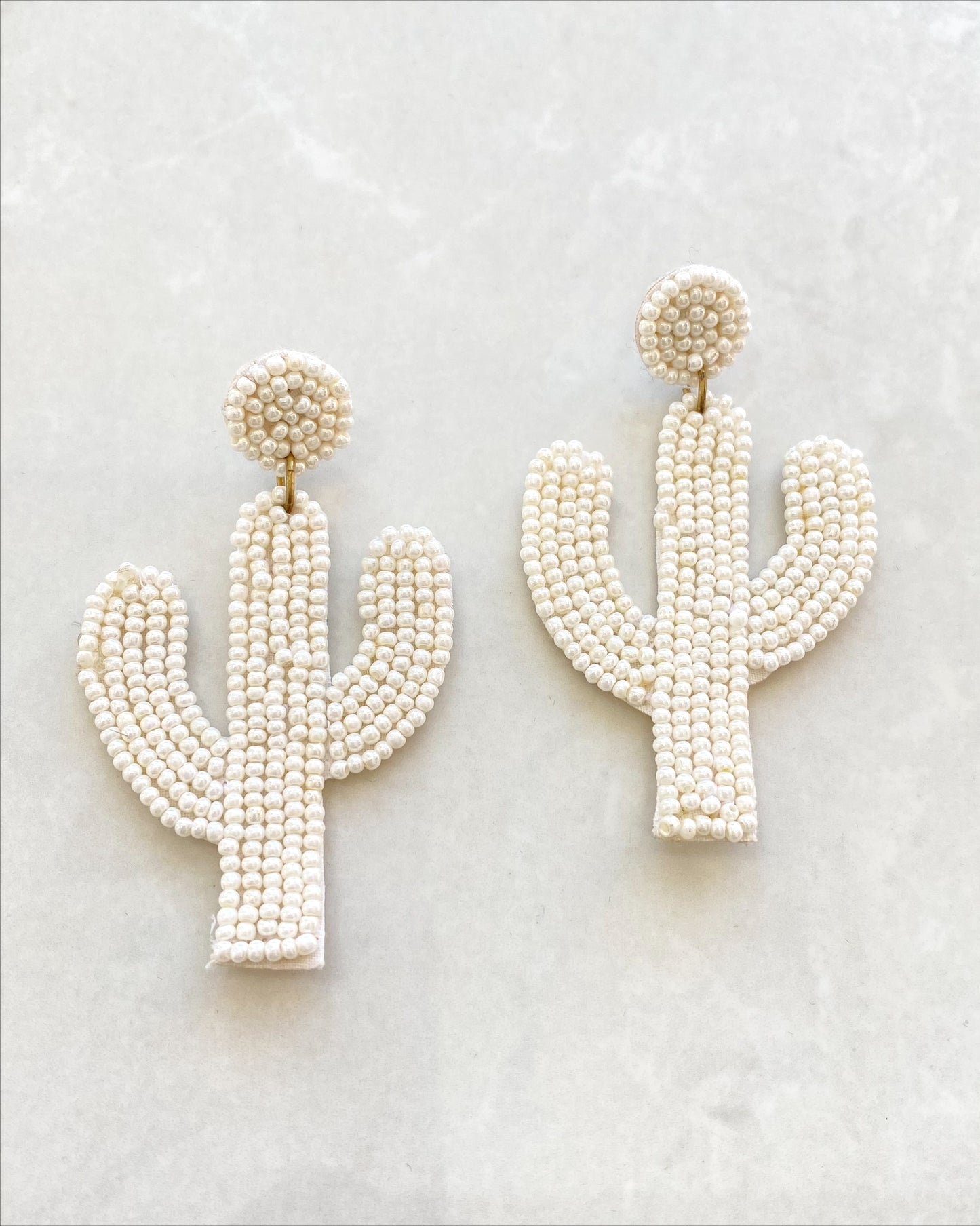 White Cactus Earrings